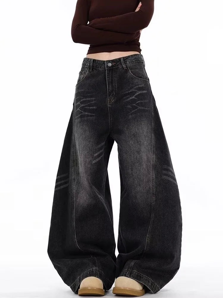 Wide Leg Baggy Cotton Denim Jeans