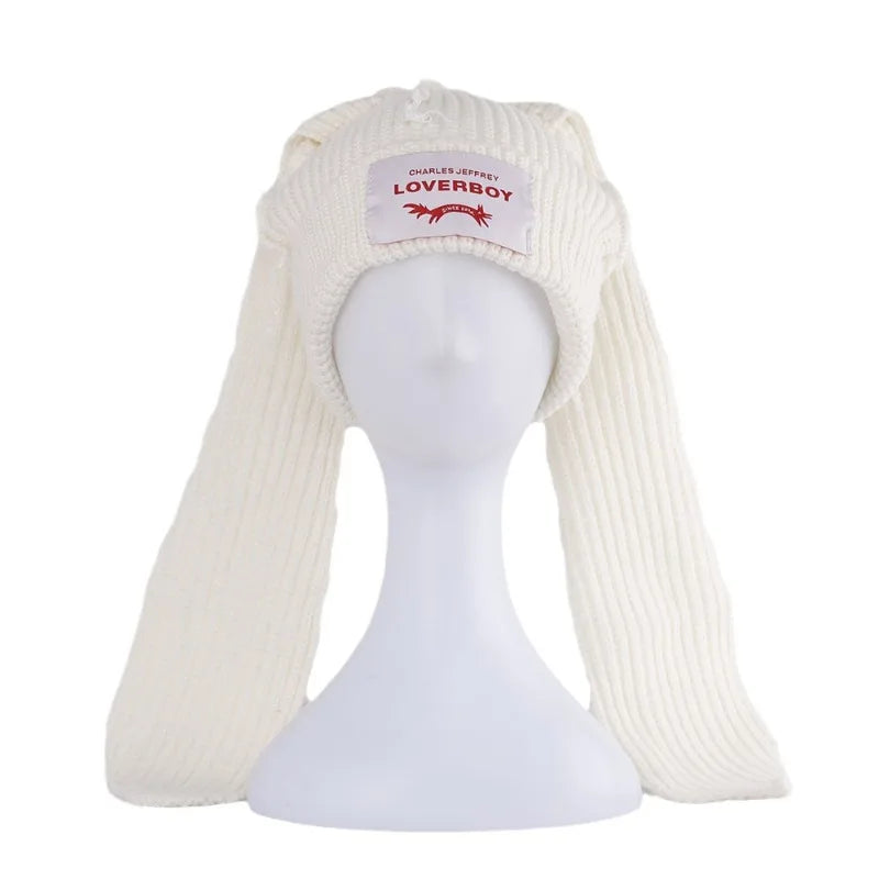 Handmade Long Rabbit Ear Wool Beanie