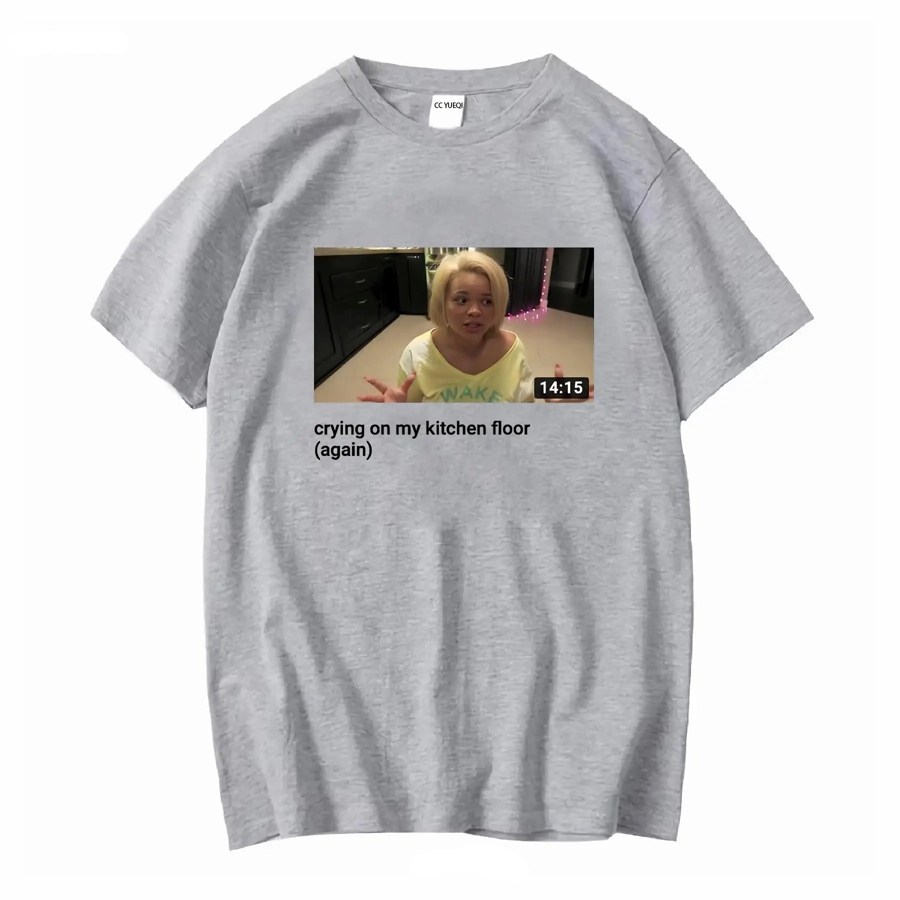 Trisha Paytas crying on kitchen floor Tee