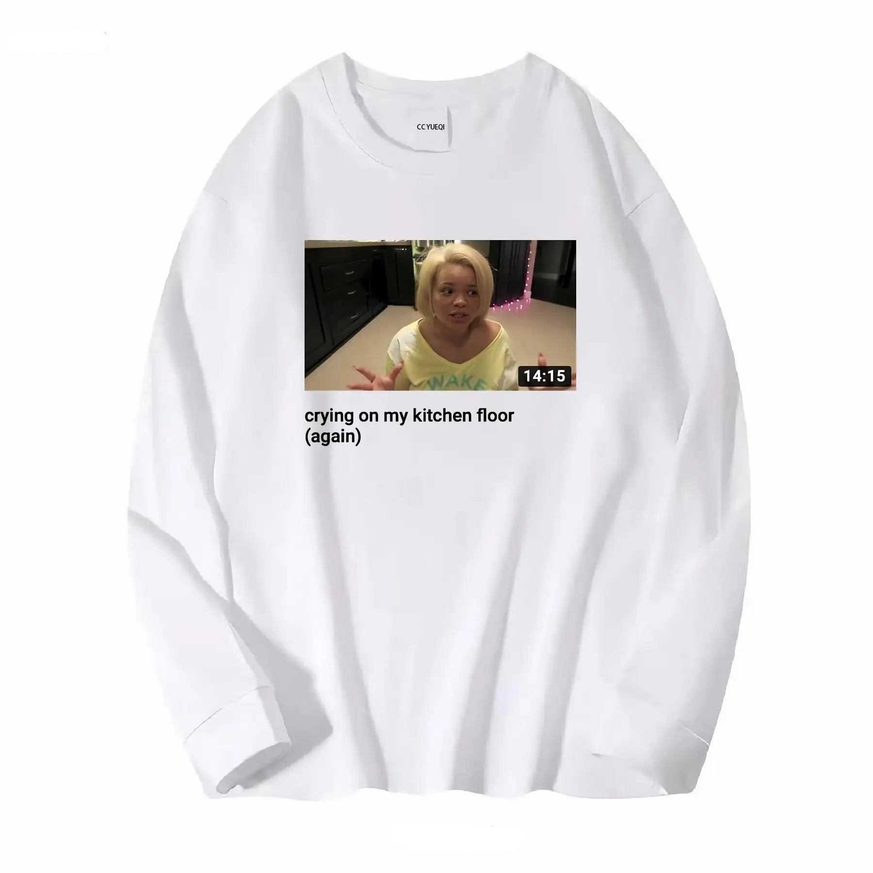 Trisha Paytas crying on kitchen floor Tee