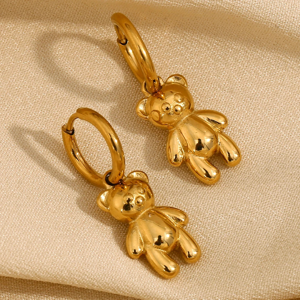 Little Bear Charm Hoop Earrings