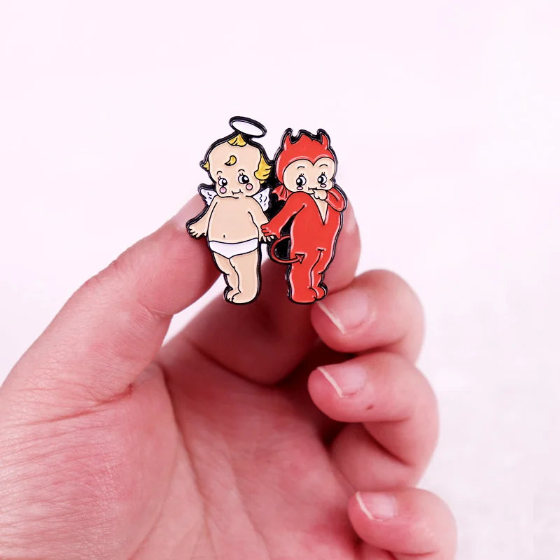 Angel and Devil Doll Enamel Pin