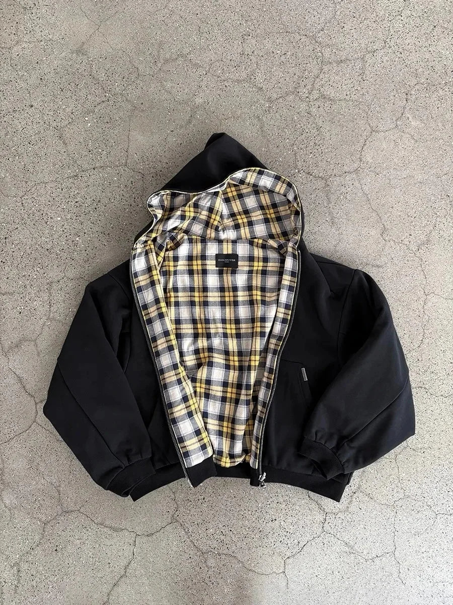 Japanese Plaid Zip Up Hoodie