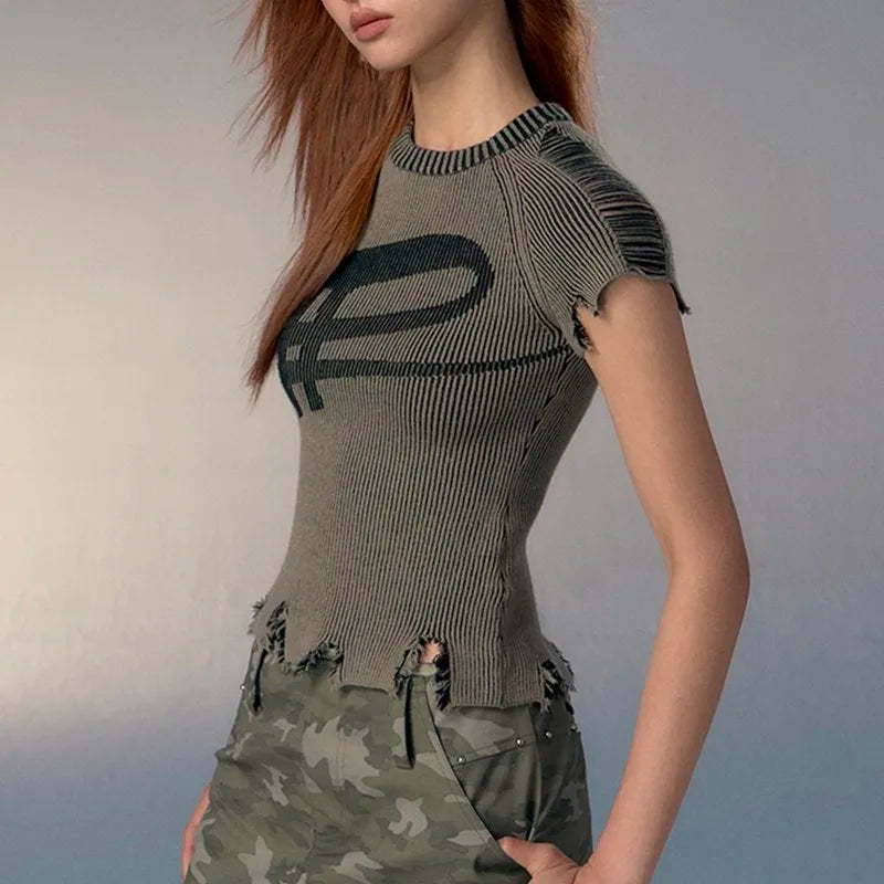 Knitted Distressed Top