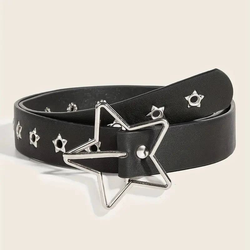 Star Eyelet Black Rivet Belt