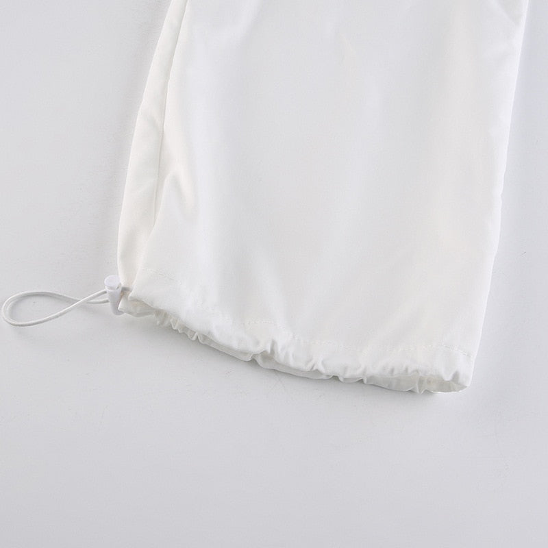 Drawstring Wide Leg Parachute Pants