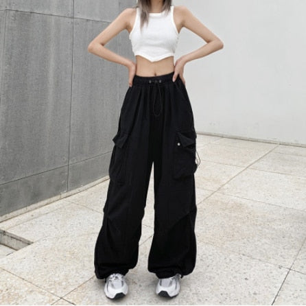 Wide Leg Cargo Parachute Pants