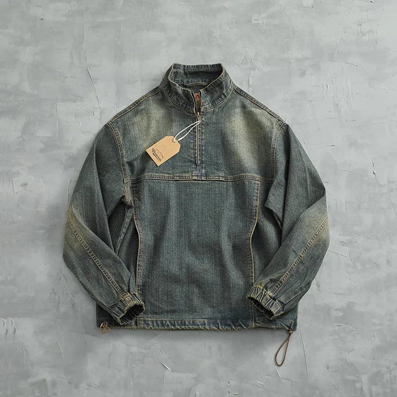 Japanese Stand Collar Long-sleeved Half-open Pullover