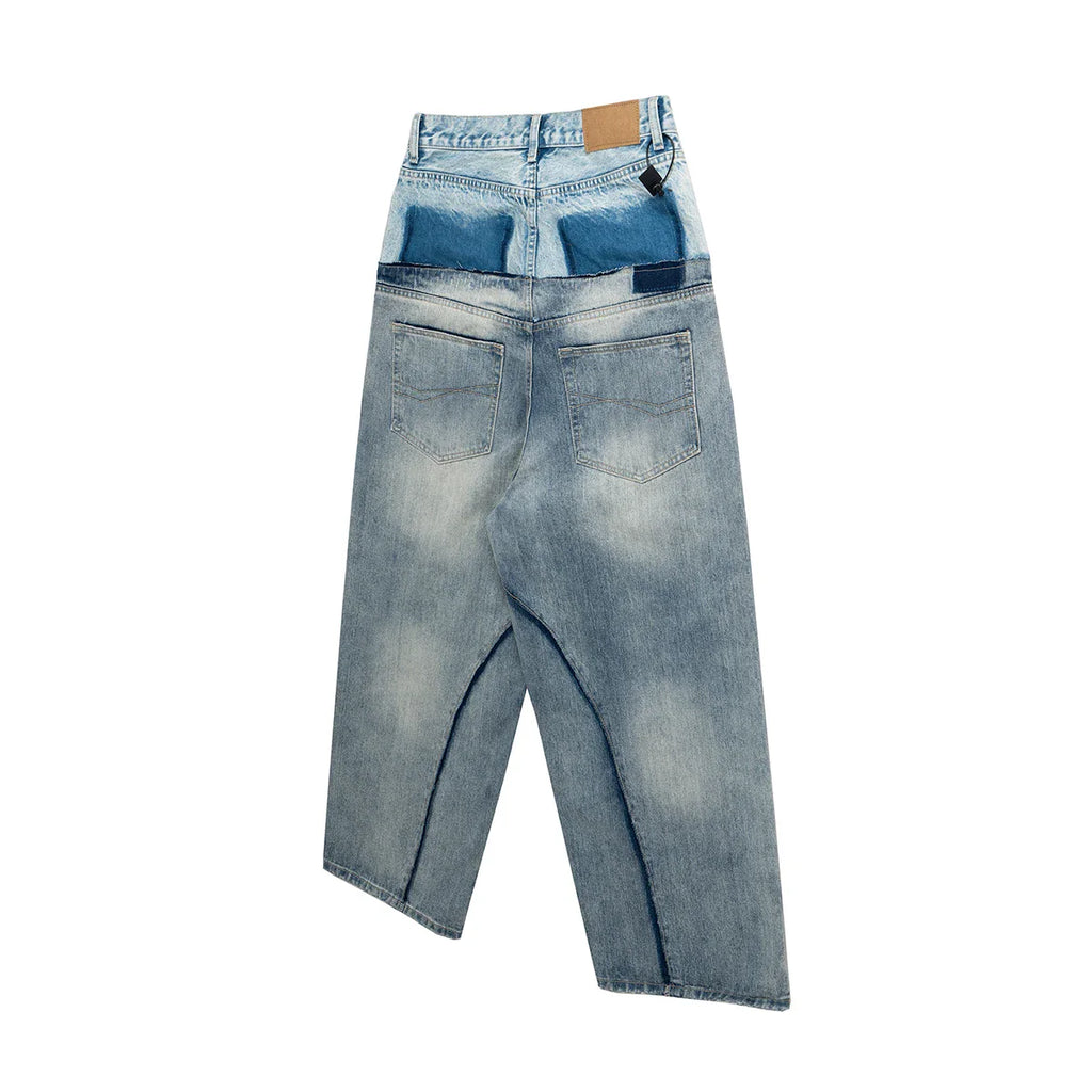 Double-layer Patchwork Baggy Jeans