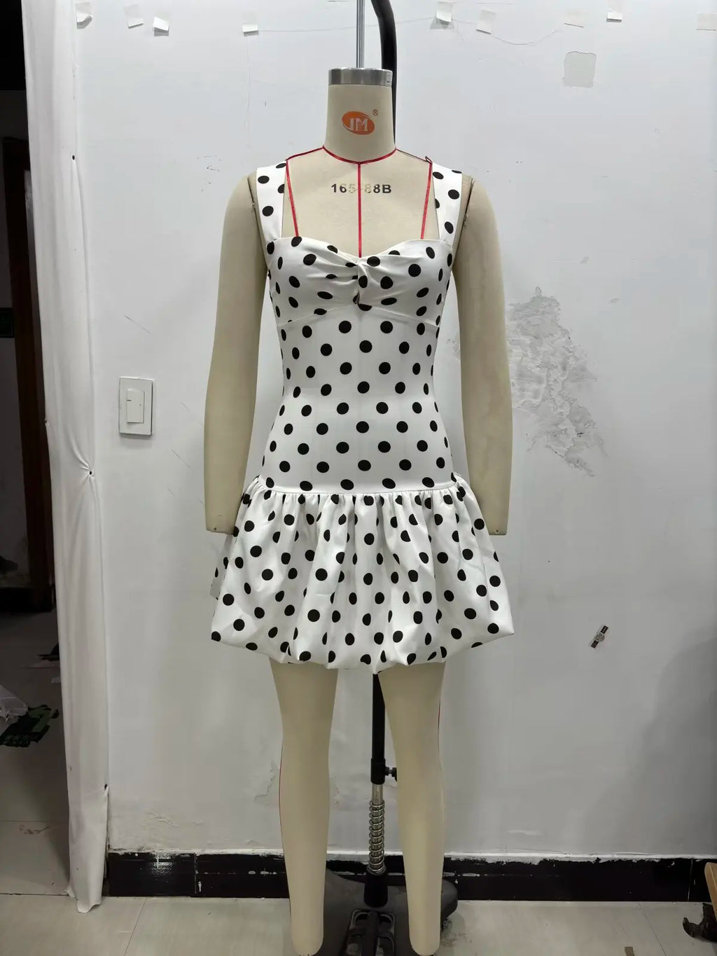 Low Cut Slim Polka Dot Dress