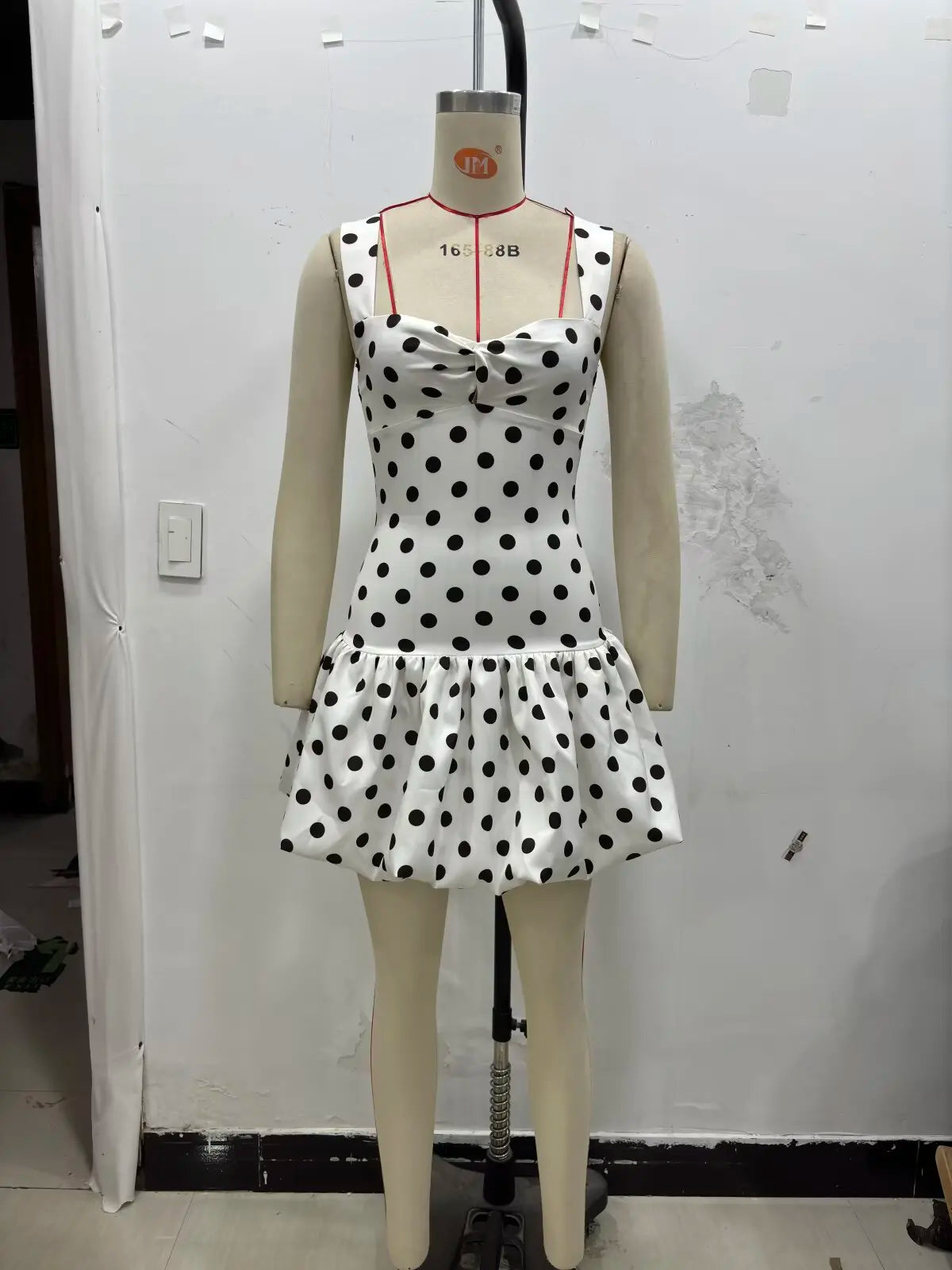 Low Cut Slim Polka Dot Dress