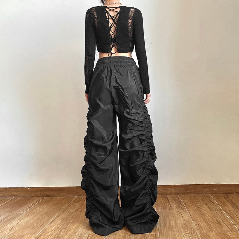 Wide Leg Ruched Trousers