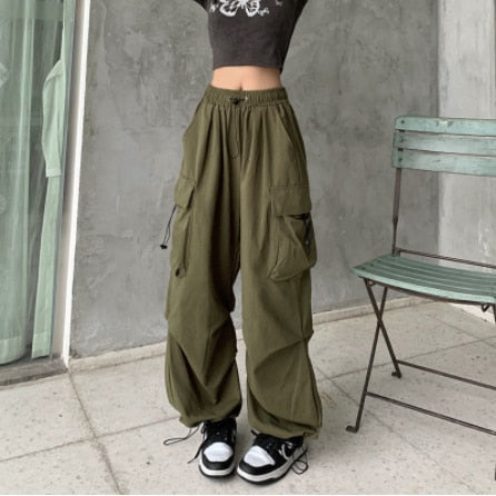 Wide Leg Cargo Parachute Pants
