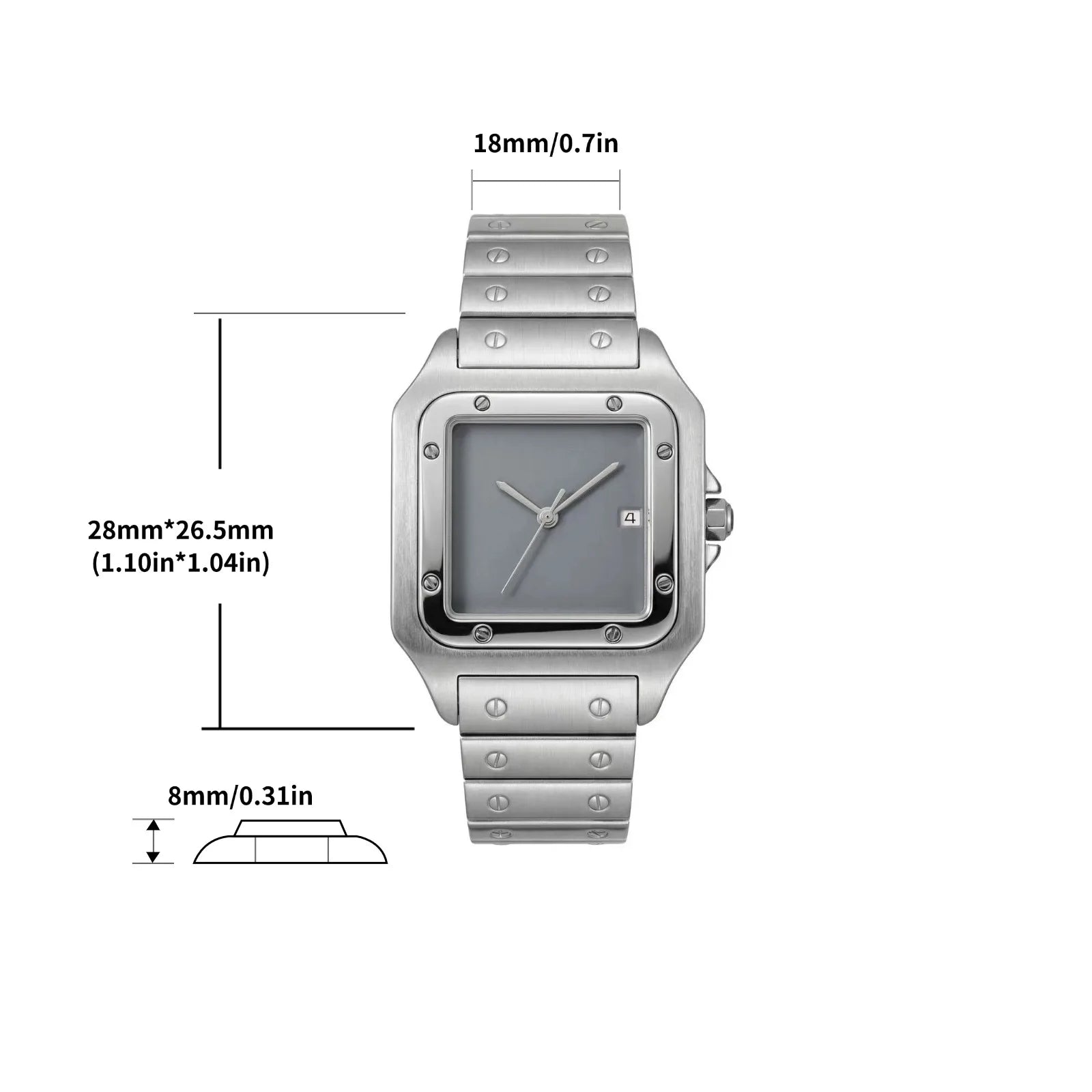 High Quality Stainless Steel Santos Watch