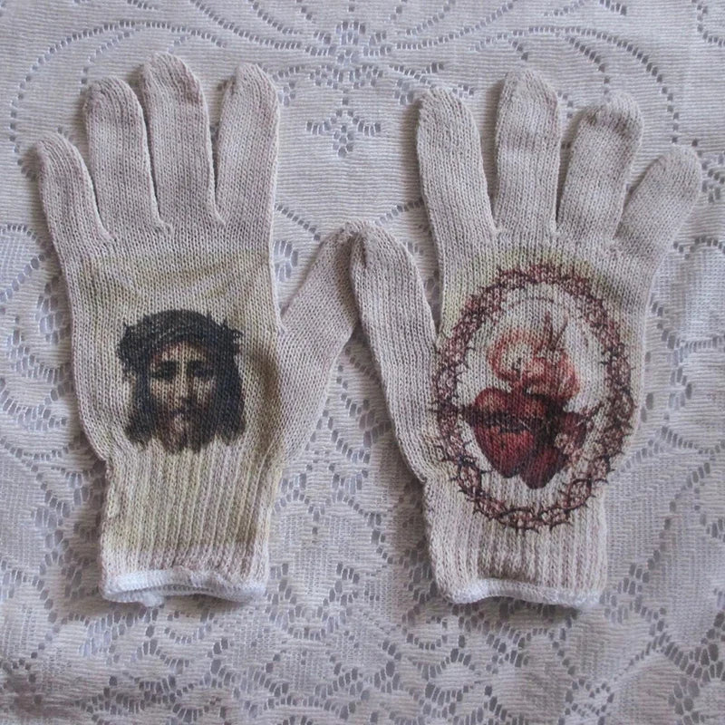 Virgin Mary Knitted Gloves
