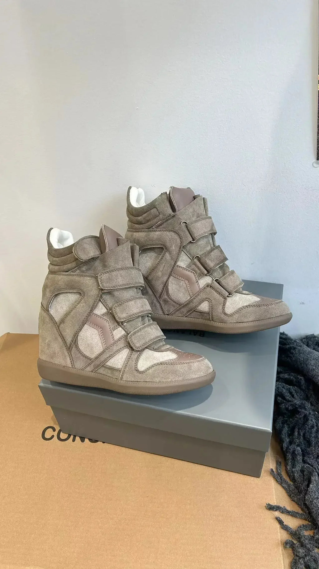 Genuine Leather Marant Wedge Heel Sneakers