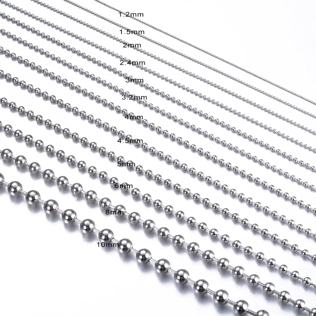 5pcs/lot 1.2mm-10mm Stainless Steel Ball Chain