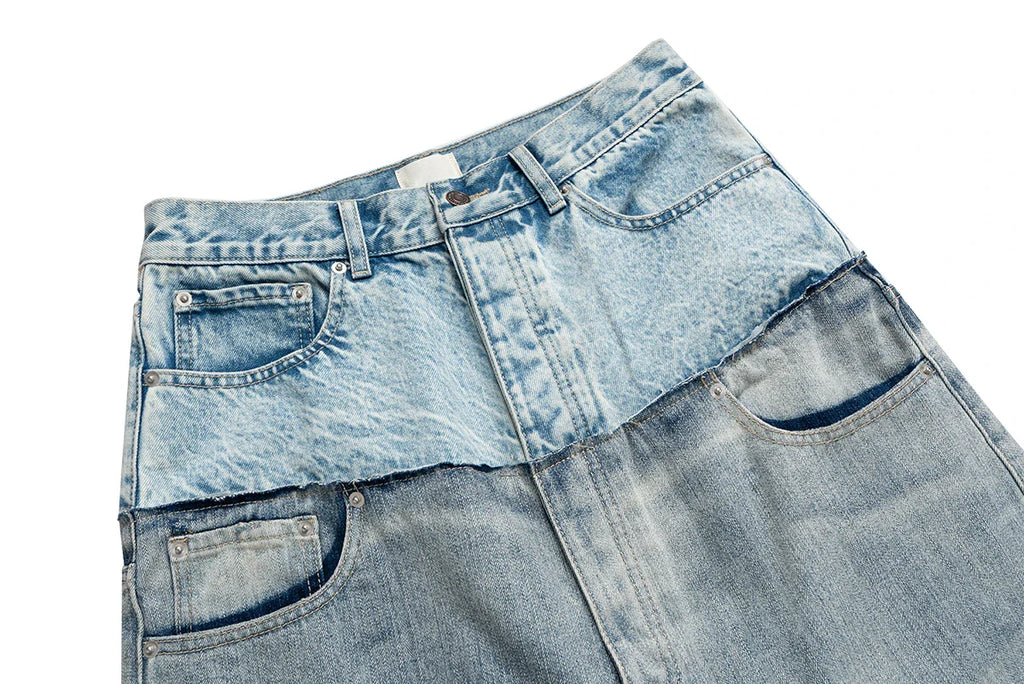 Double-layer Patchwork Baggy Jeans