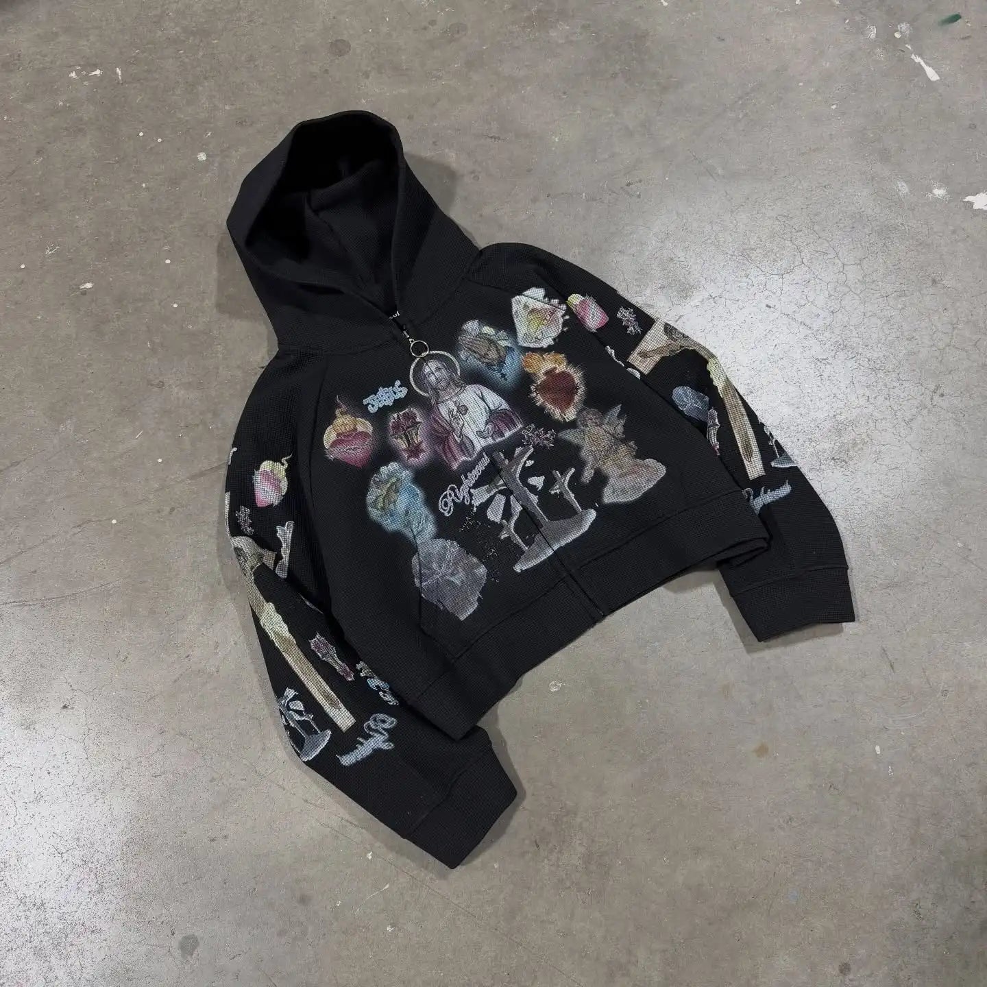 Jesus Black Zip Up Hoodie
