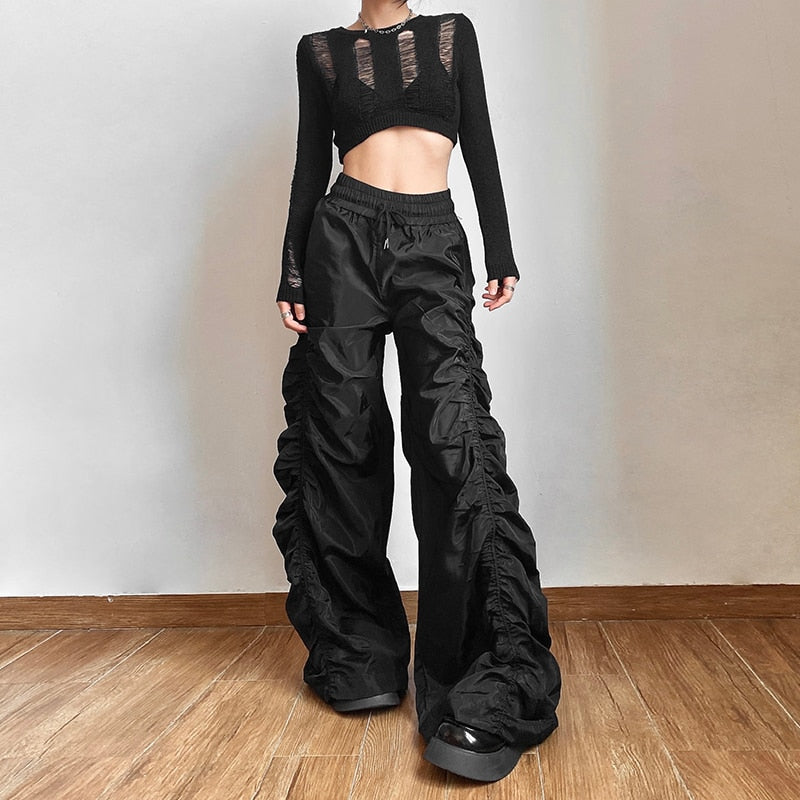 Wide Leg Ruched Trousers