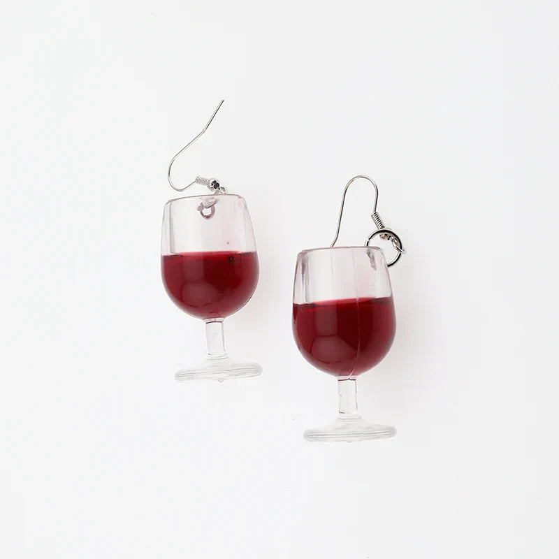 Red Wine Glass Earrings