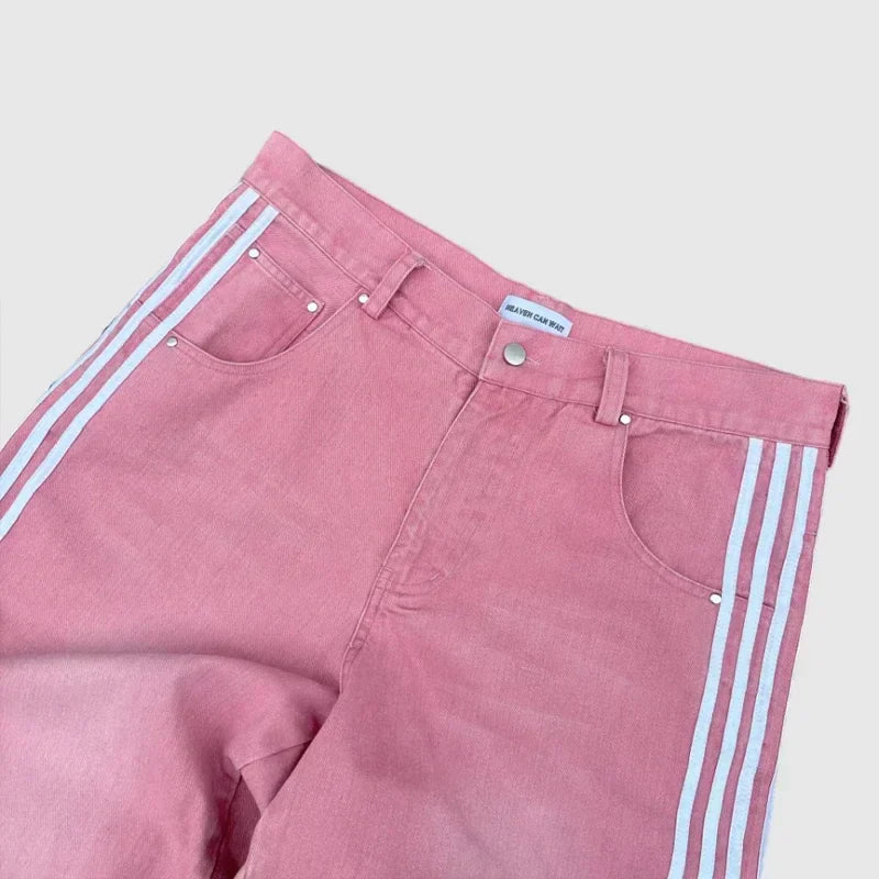 Vintage Striped Embroidered Sweatpant Jeans