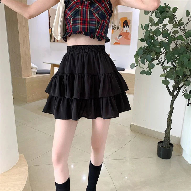 Double Pleated Ruffled Skirt