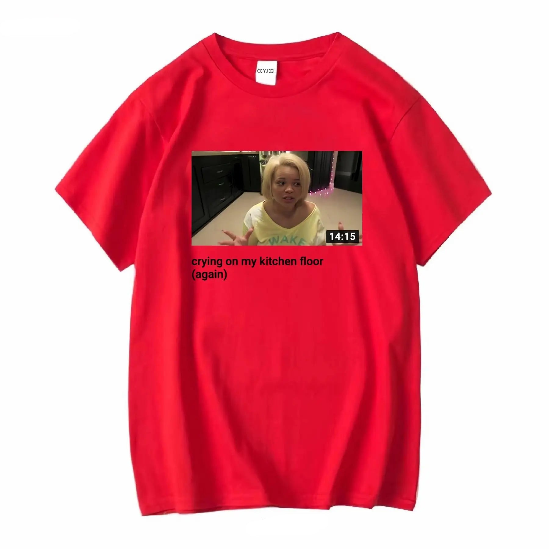 Trisha Paytas crying on kitchen floor Tee