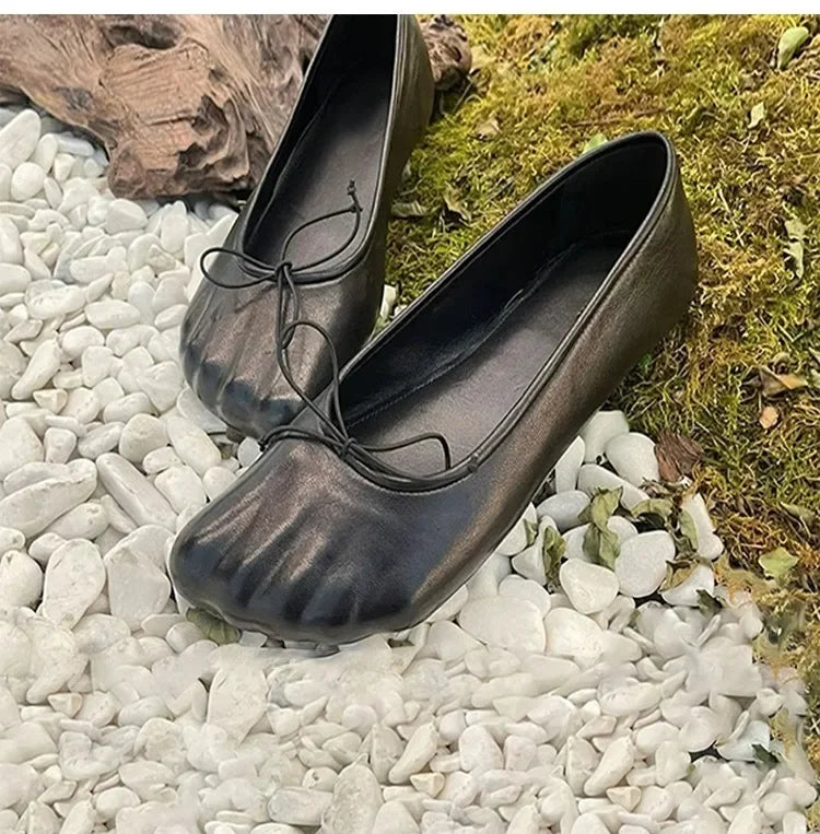Luxury Flat Leather Ballet Shoes