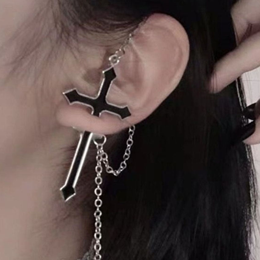 Cross Chain Earring