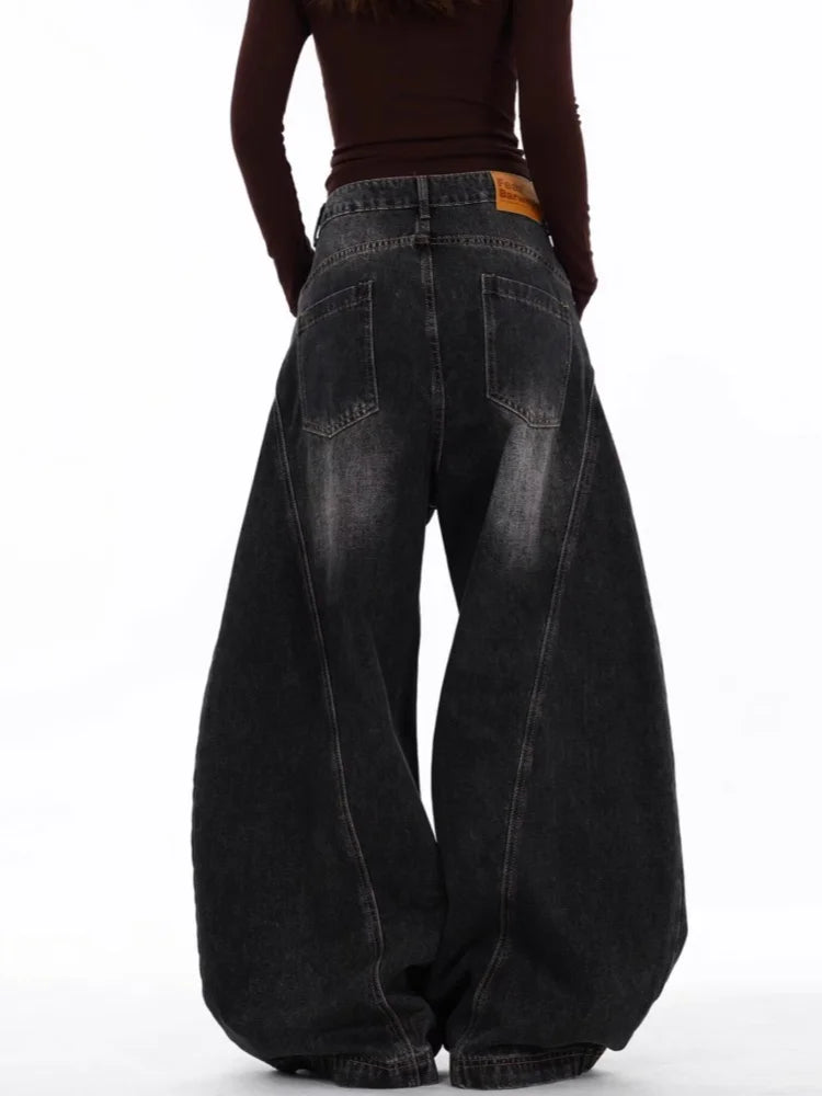 Wide Leg Baggy Cotton Denim Jeans