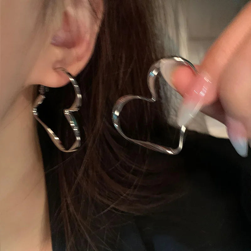 1Pair Liquid Heart Earrings