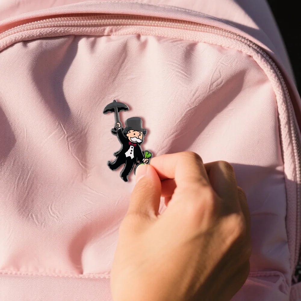 Monopoly Man Holding Money Bag Enamel Pin