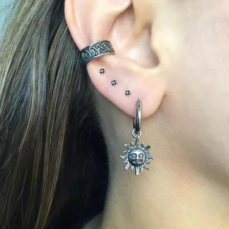 Sun and Moon Hoop Earrings