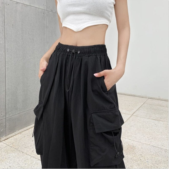 Wide Leg Cargo Parachute Pants