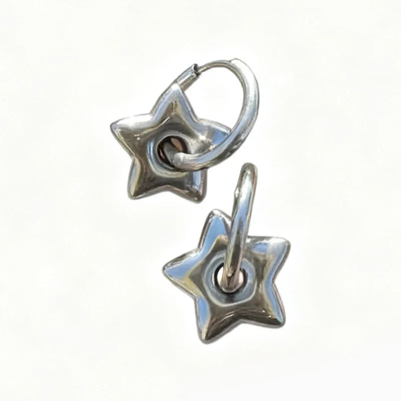 1 pair Stainless Steel Star Earrings