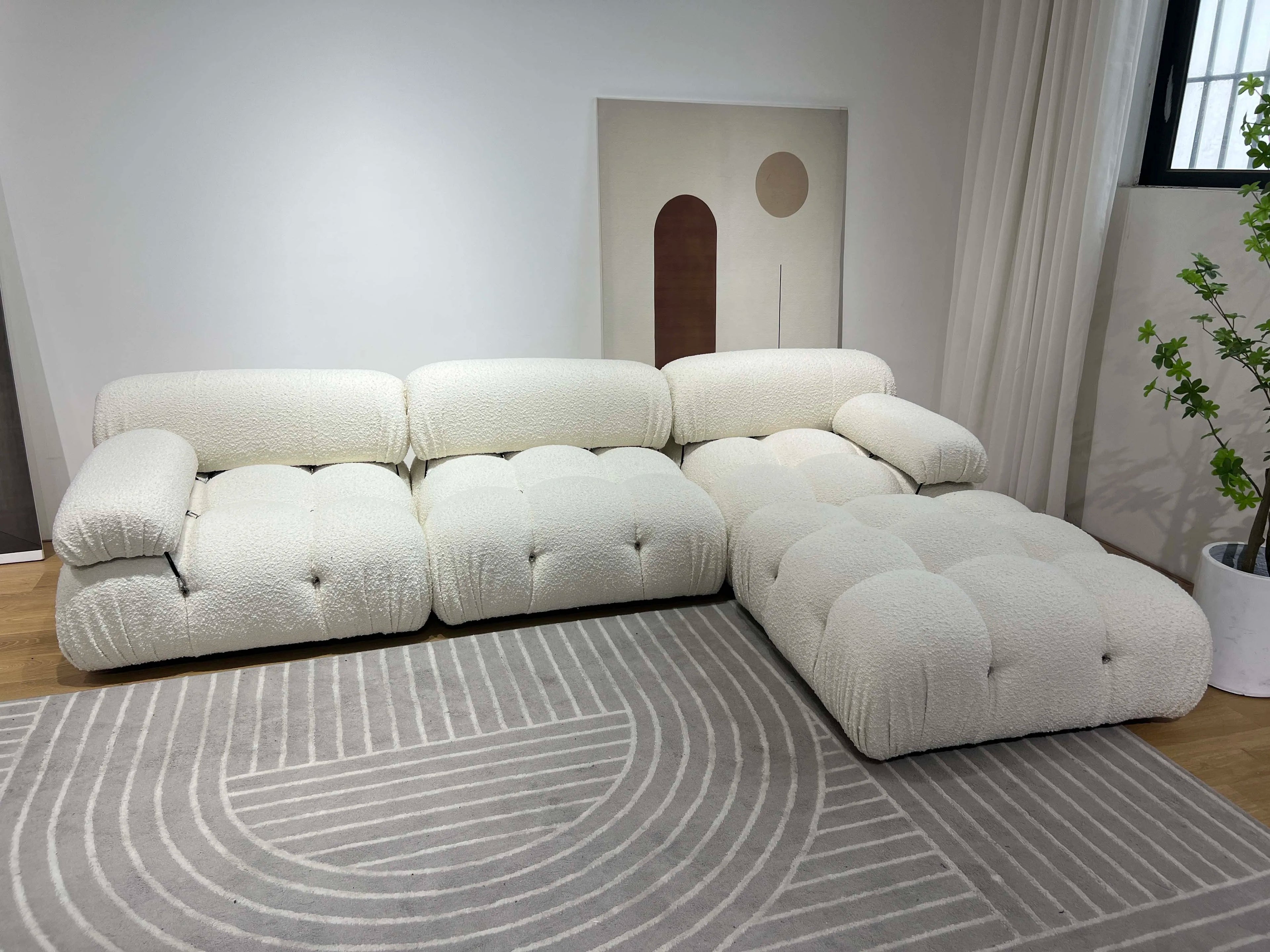 Modern Tufted L-Shaped Mario Bellini Sofa