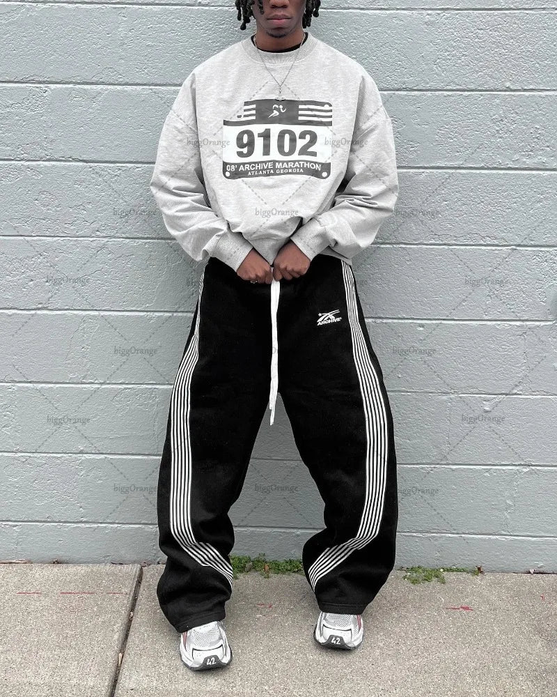 Wide Leg Striped Sweatpants