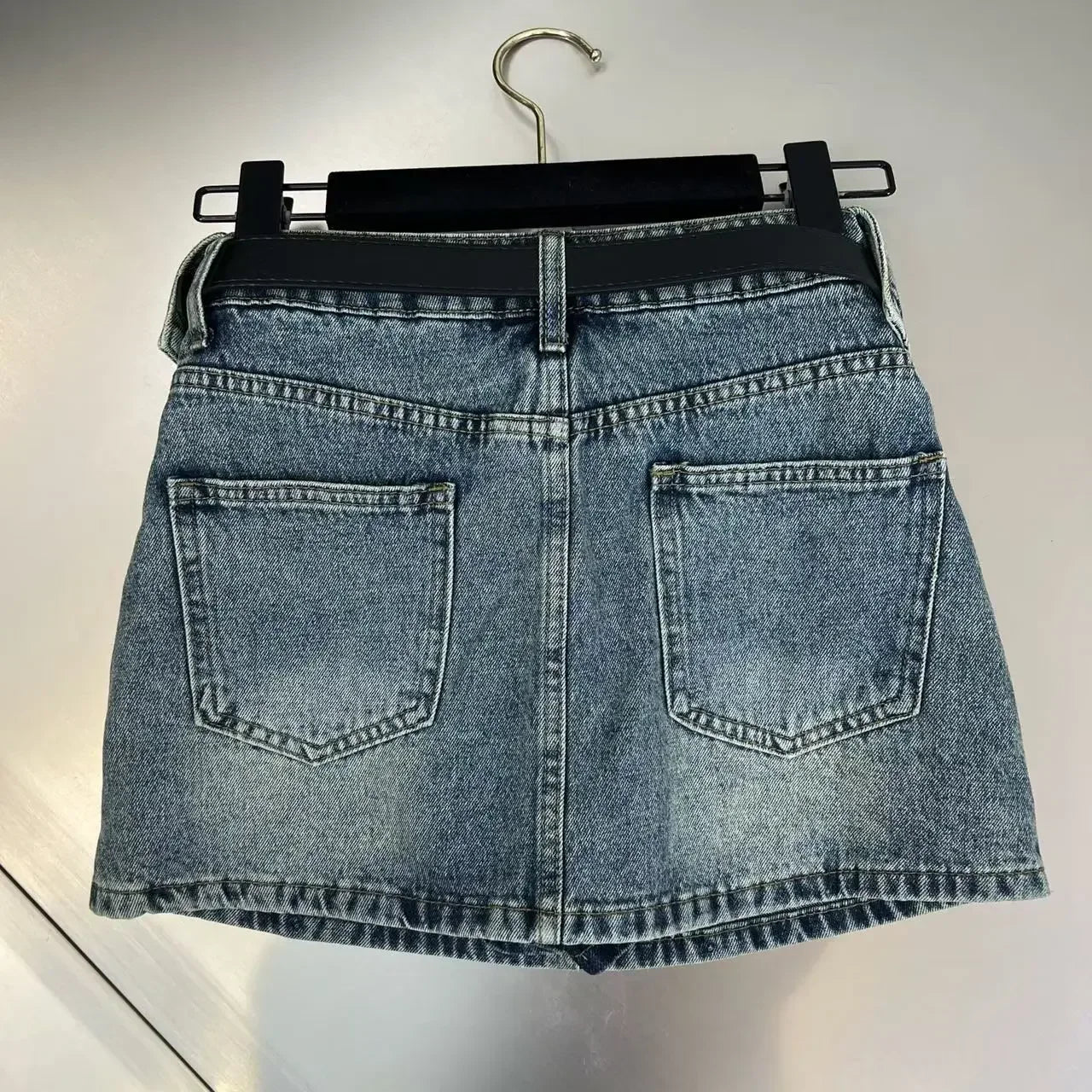 Retro Denim Fold Out Mini Skirt