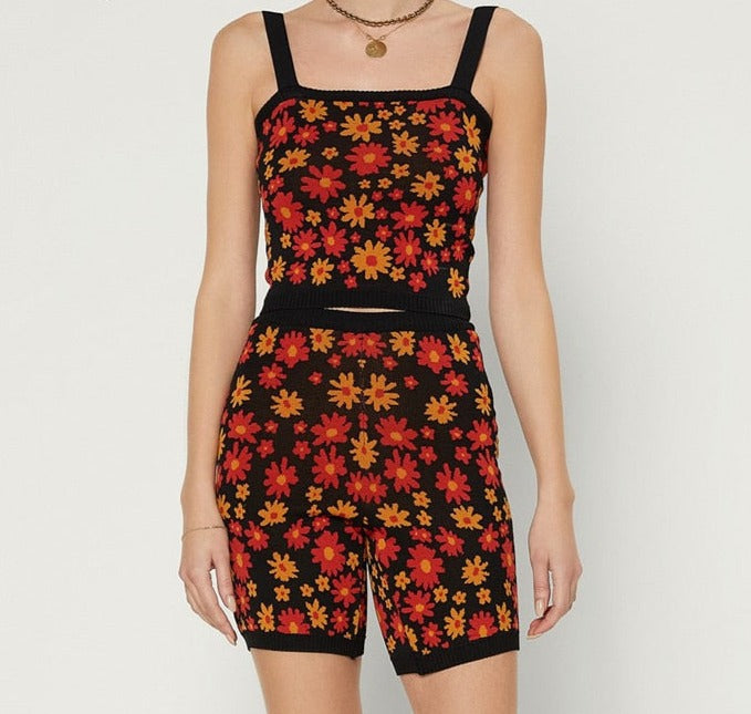 Vintage Knitted Crop Top & Shorts