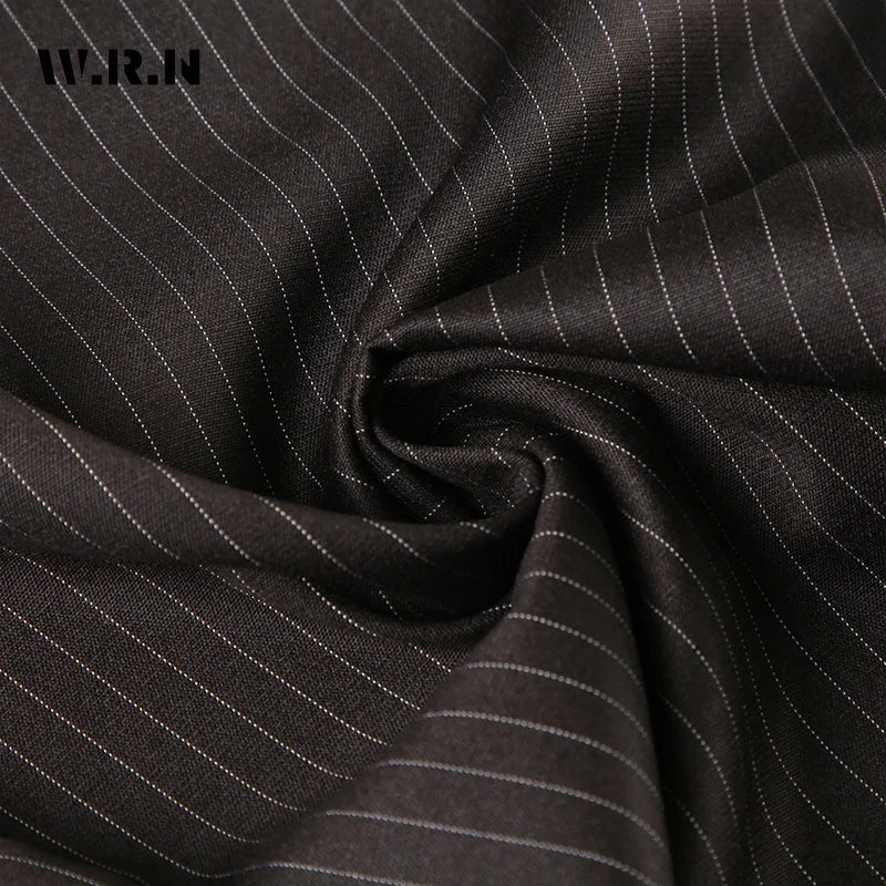 Vintage Pin Stripe Button-up Loose Casual Trousers