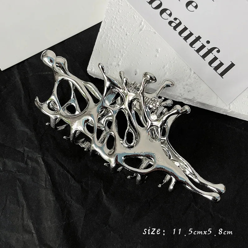 Chrome Liquid Hair Claw Clip