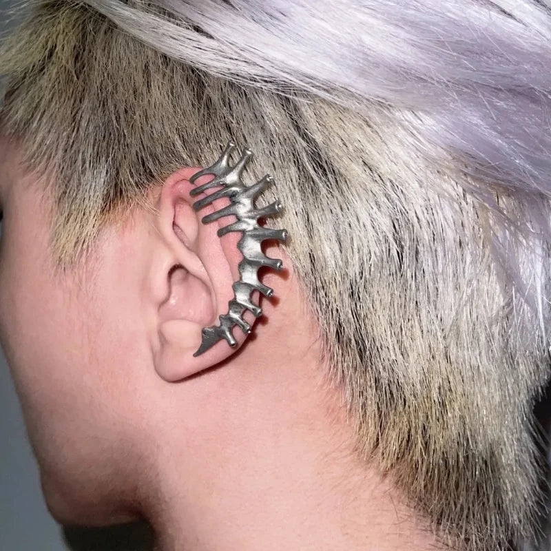 Silver Spine Bone Ear Clip