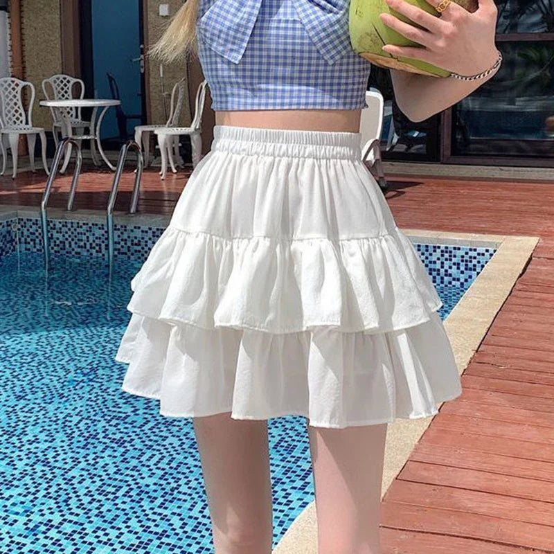Double Pleated Ruffled Skirt