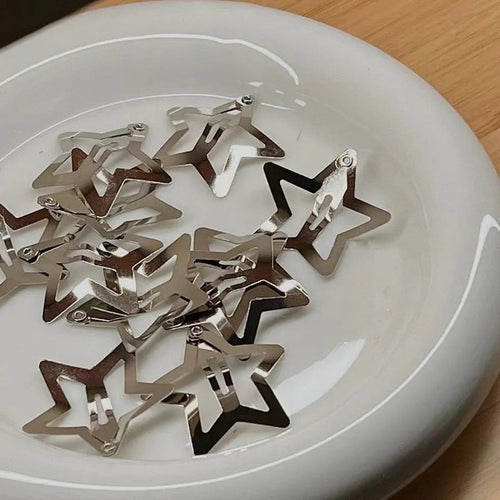 10Pcs Silver Star Hairclips