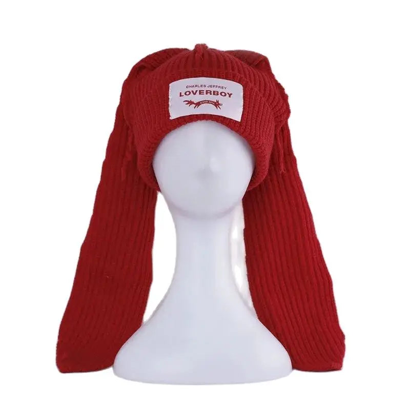 Handmade Long Rabbit Ear Wool Beanie