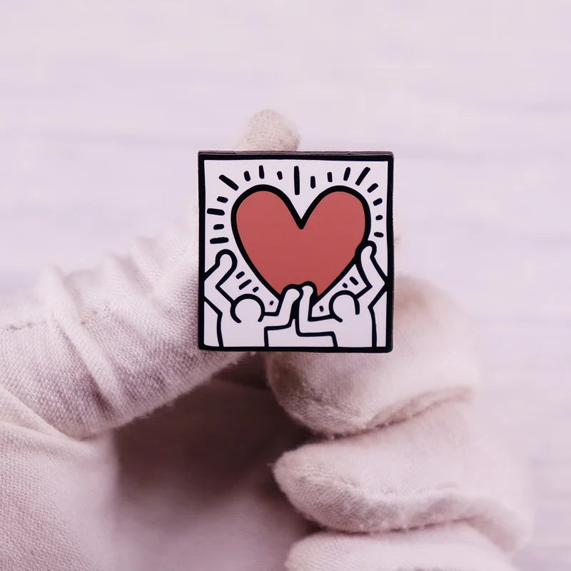 Keith Haring Heart Pop Pin