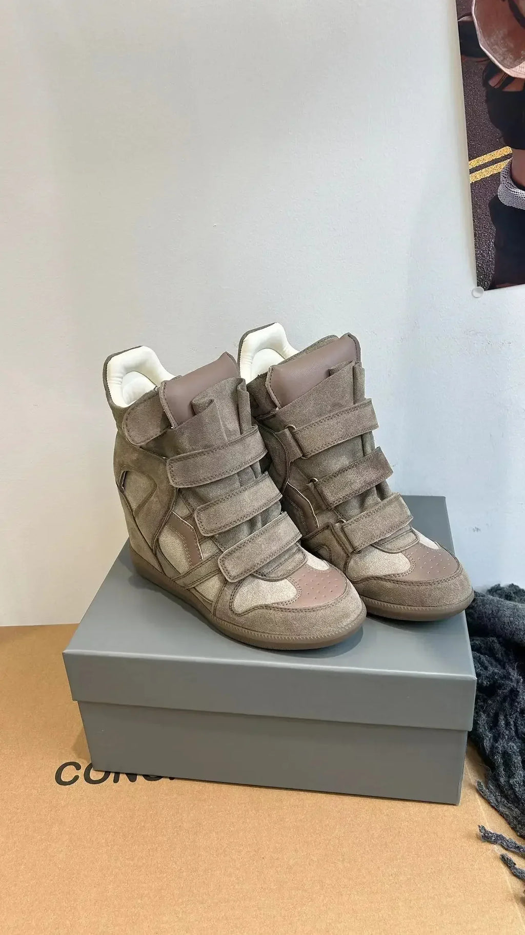 Genuine Leather Marant Wedge Heel Sneakers