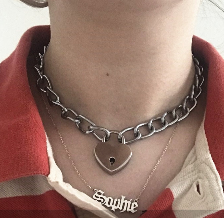 Heart Shape Lock & Key Necklace