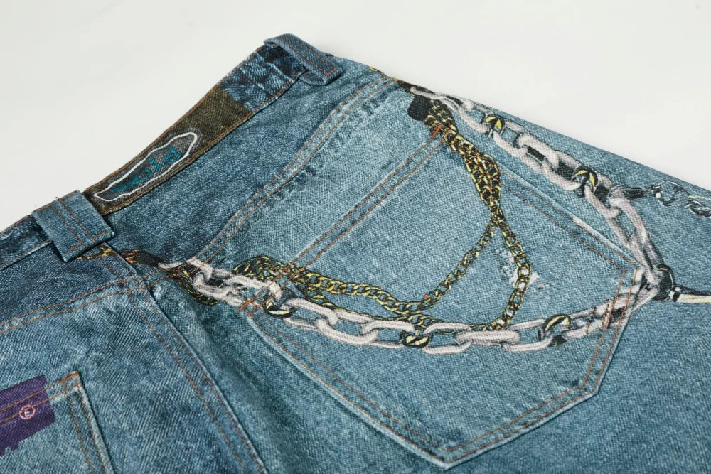 Printed Wide Leg Jeans